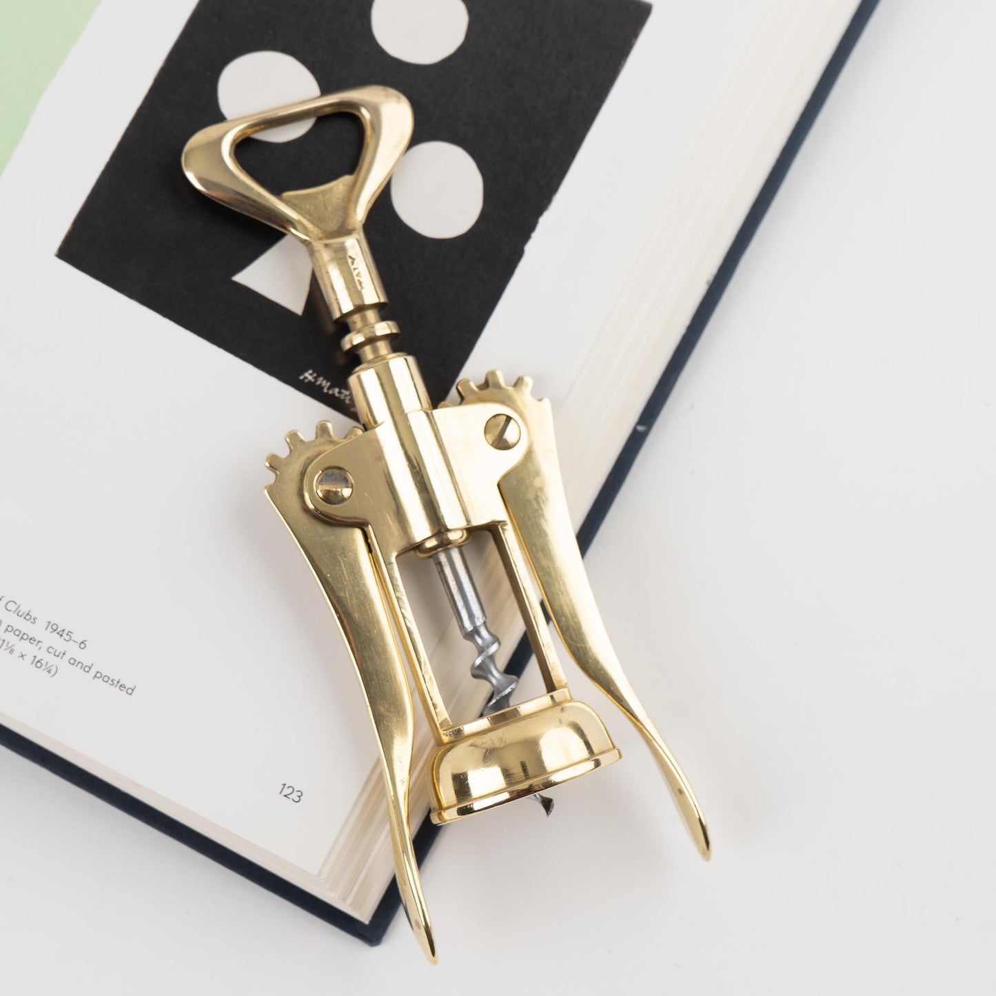 Vintage Italian brass corkscrew wine beer bottle opener