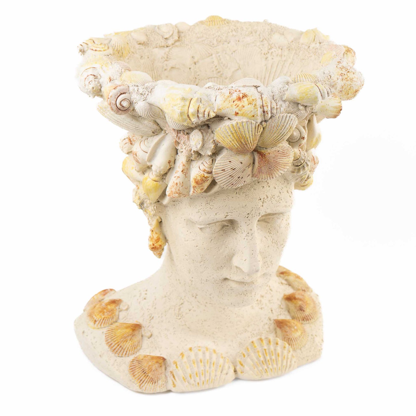 Vintage decorative grotto female bust planter 