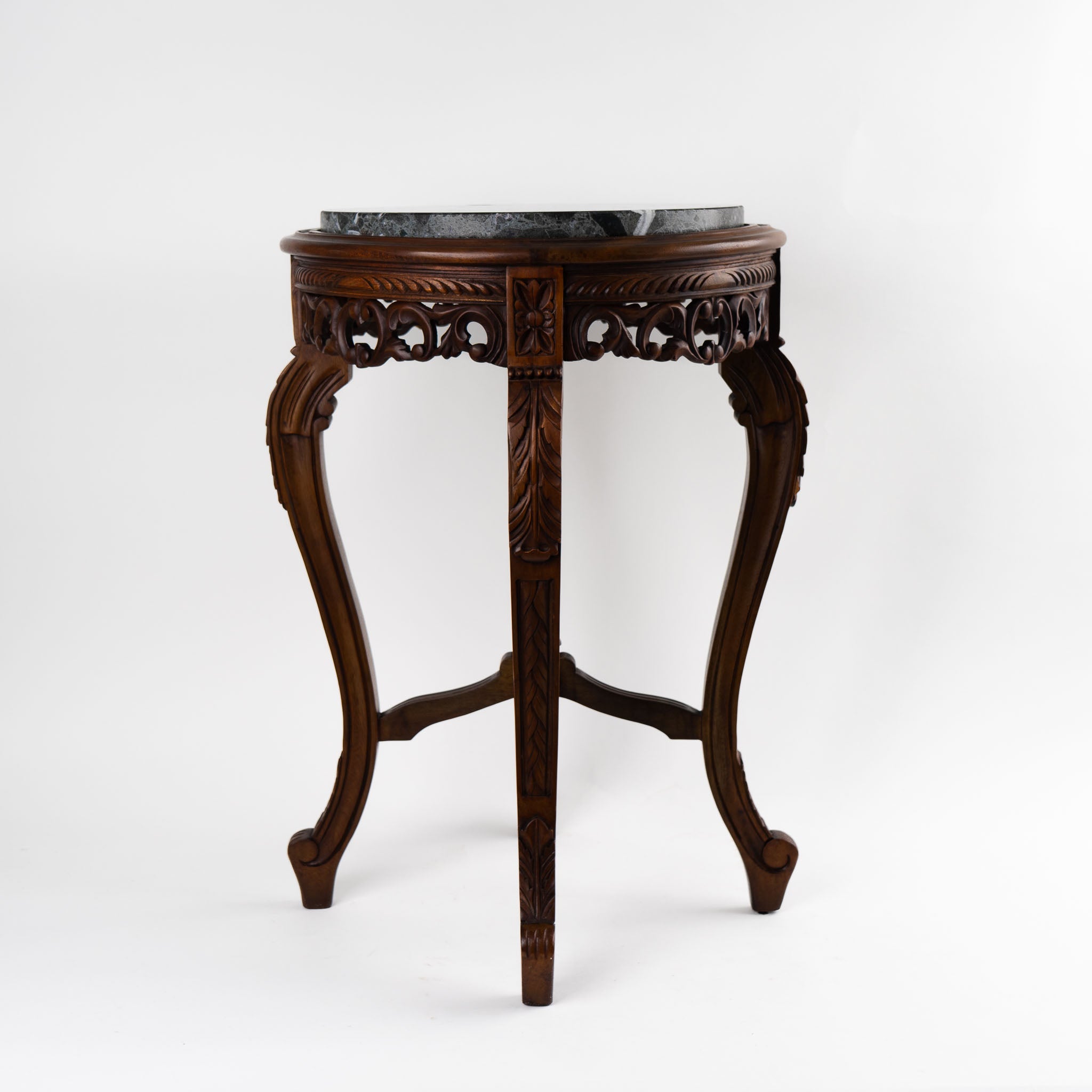 Vintage Mahogany Side Table with Dark Marble - French Antique Style ...