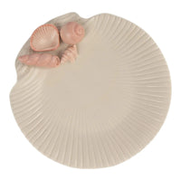 Vintage 1976 Fitz and Floyd ceramic seashell plate in off white with soft pink shell details