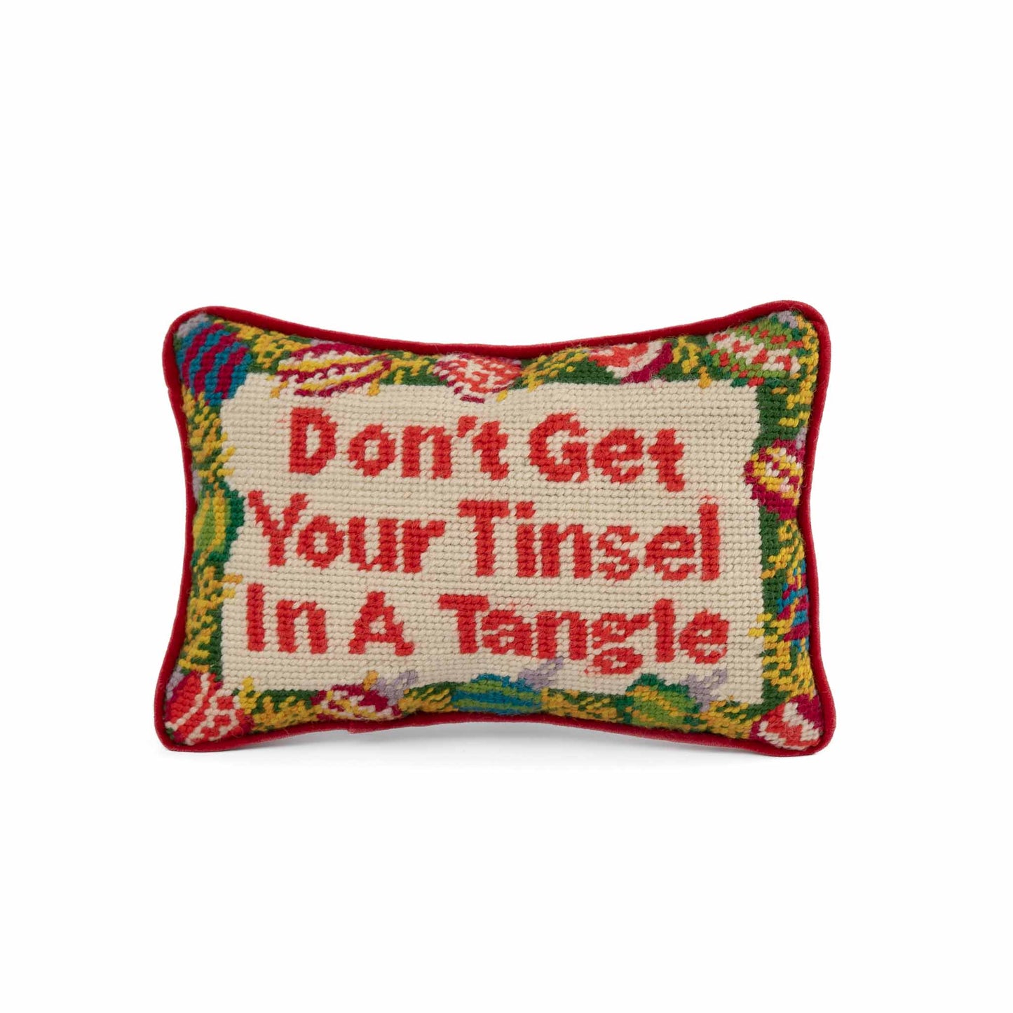 Small vintage needlepoint pillow with 