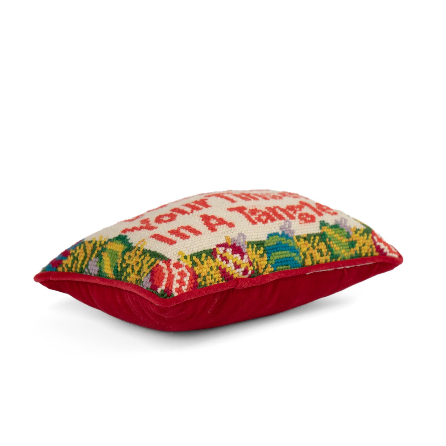 Small vintage needlepoint pillow with 