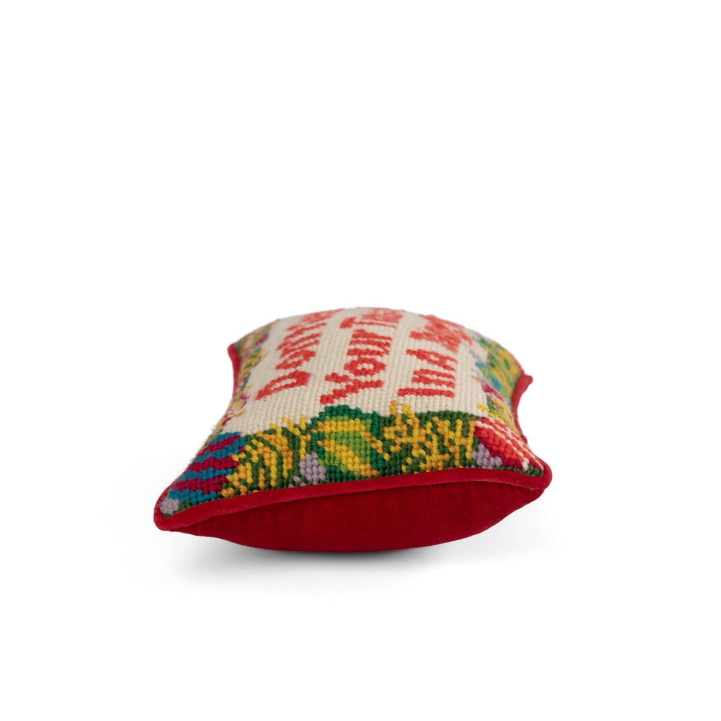 Small vintage needlepoint pillow with 