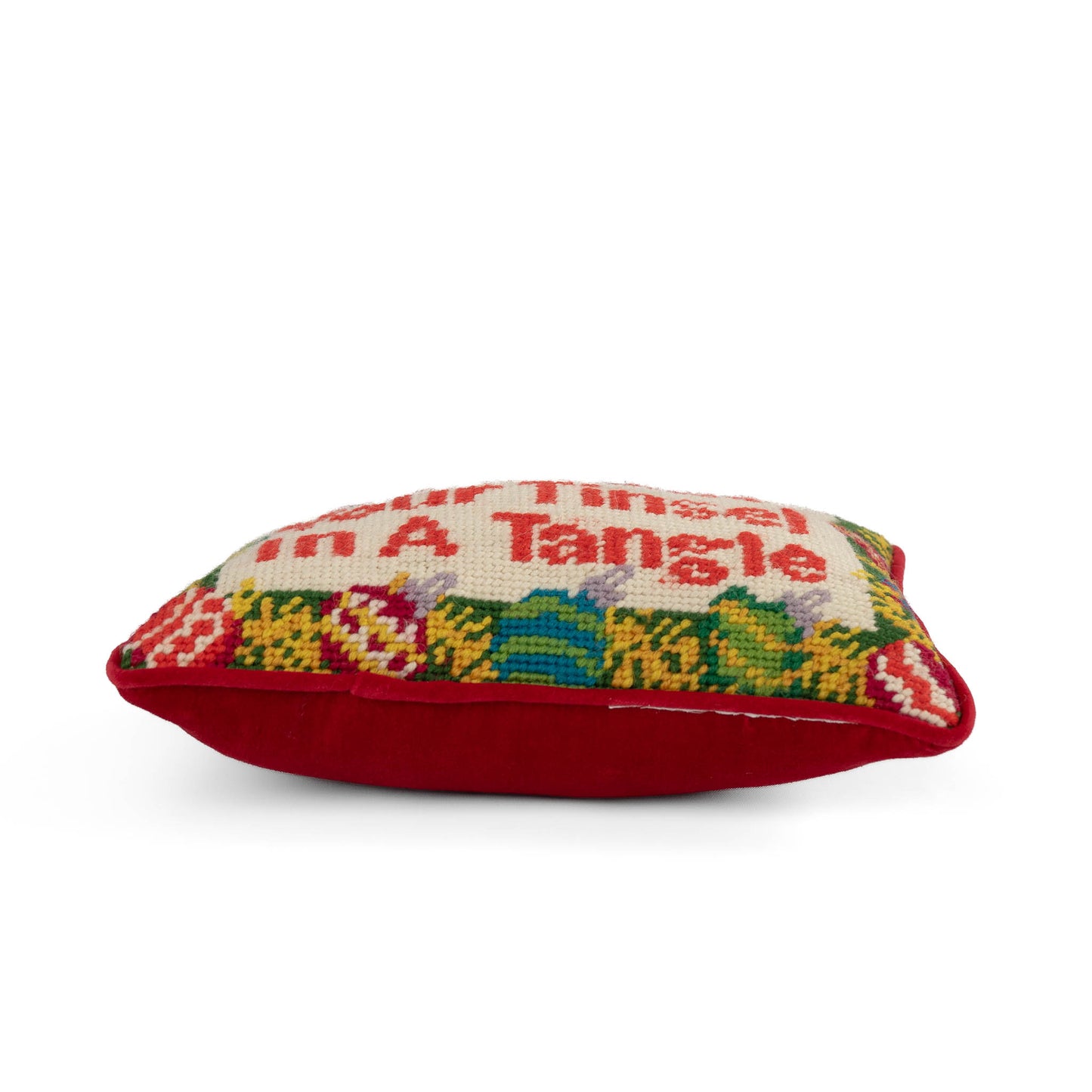 Small vintage needlepoint pillow with 