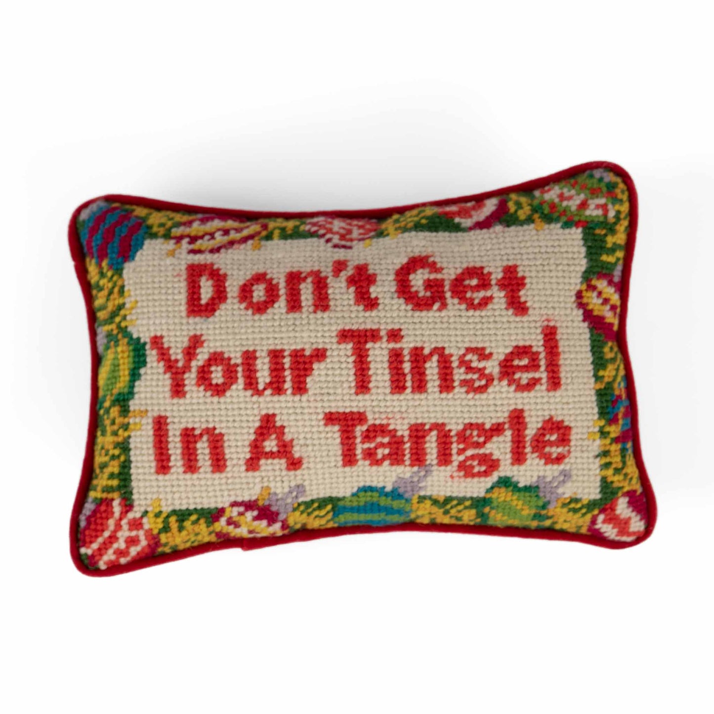Small vintage needlepoint pillow with 