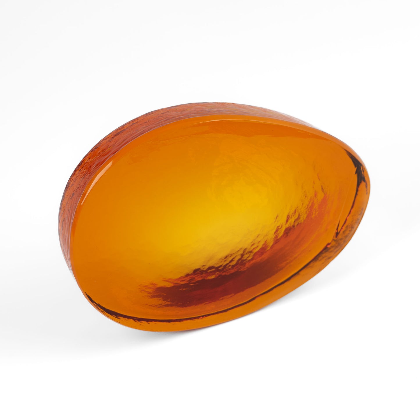 Vintage amber Murano glass freeform catchall bowl by Vincenzo Nason from the 1970s, featuring organic curved shape and textured glass surface with artist signature