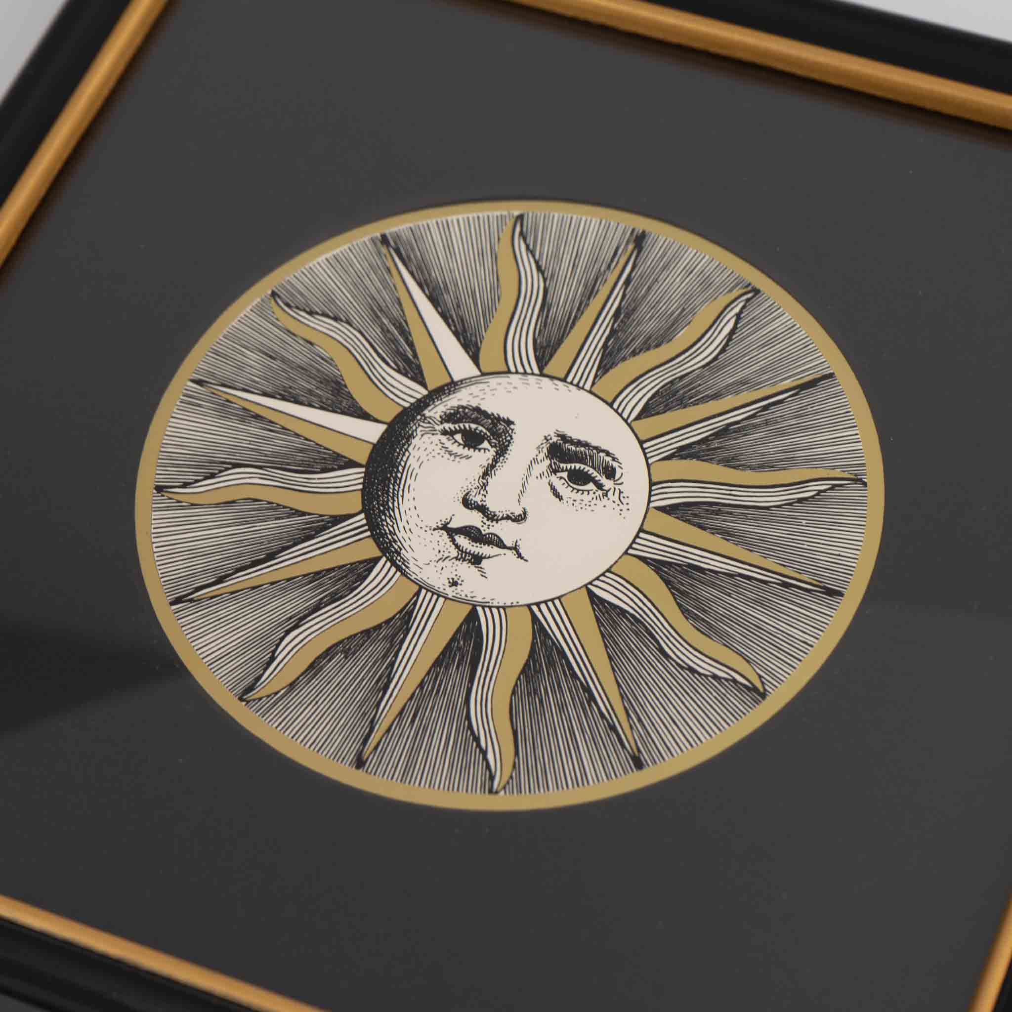 Vintage Fornasetti Sole VI Framed Etching - Soli e Lune Series