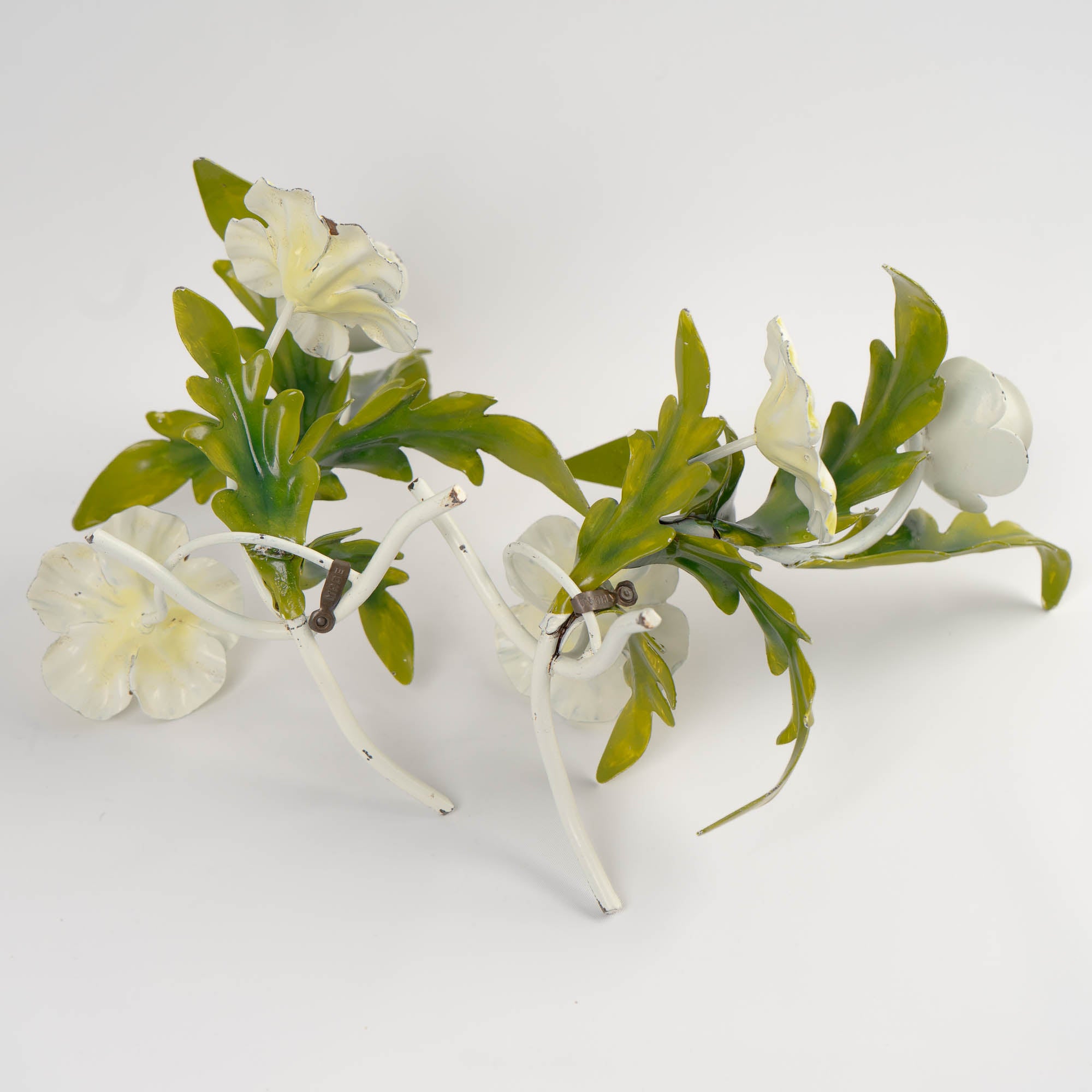 Vintage Italian Tole Floral Candlestick Holders Pair 1960s – The