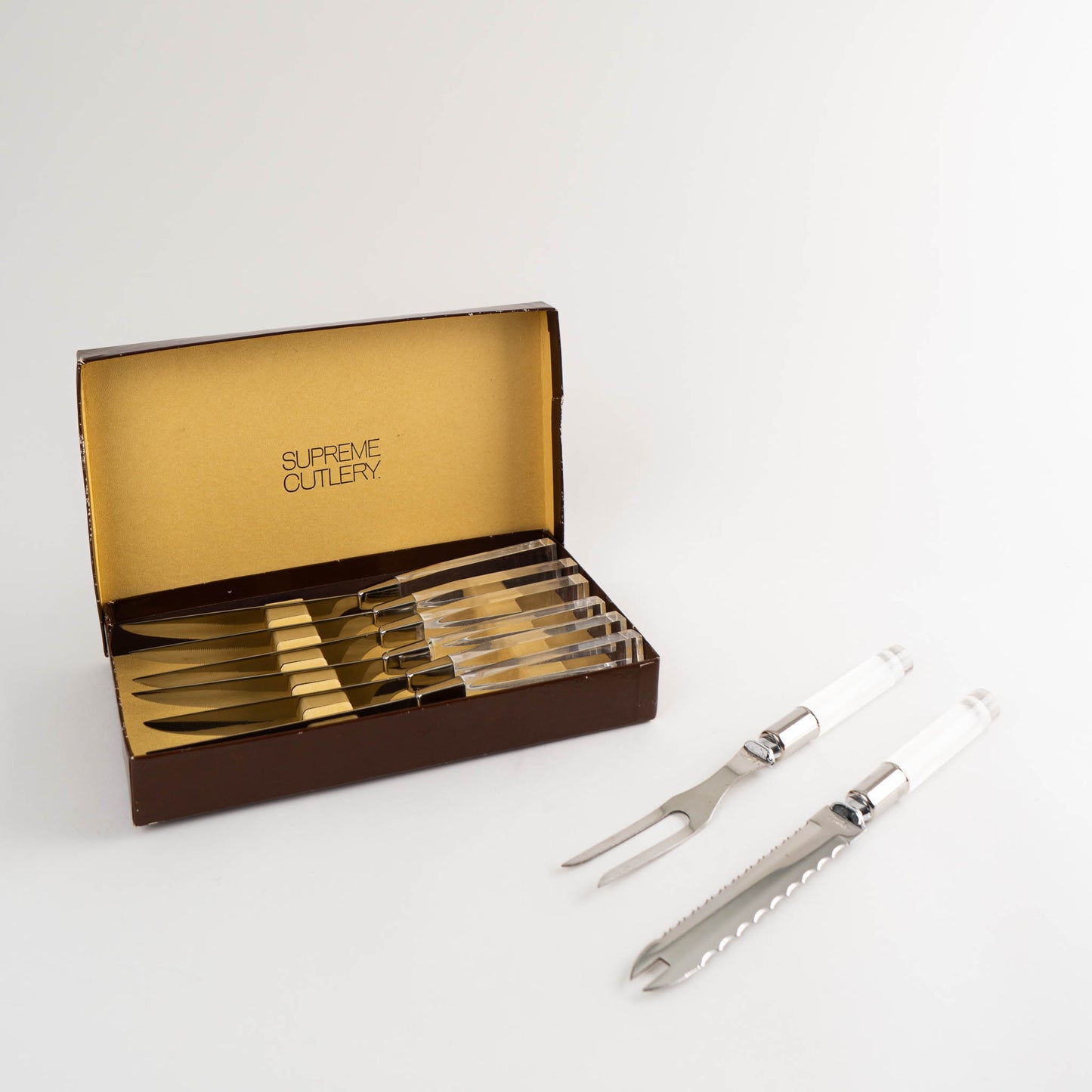 vintage lucite steak knife and carving set by supreme cutlery 