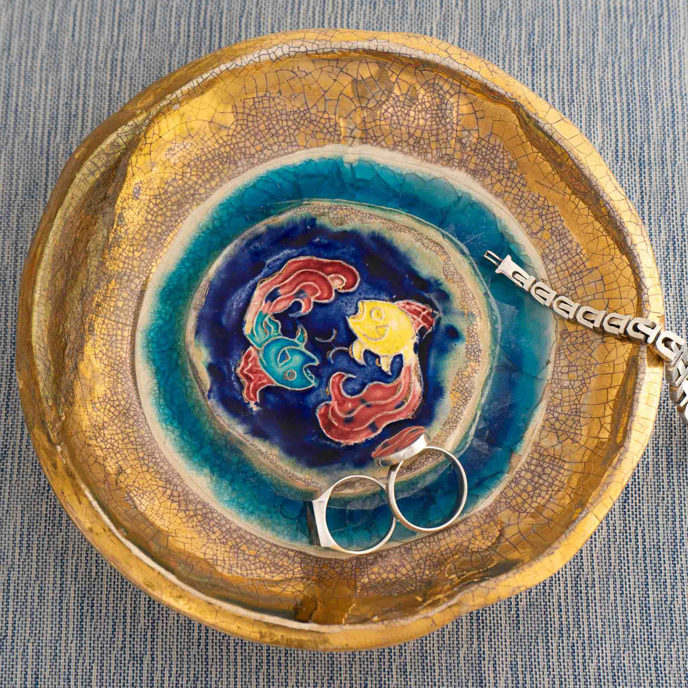 
                  
                    vintage zodiac pisces signed studio pottery bowl
                  
                