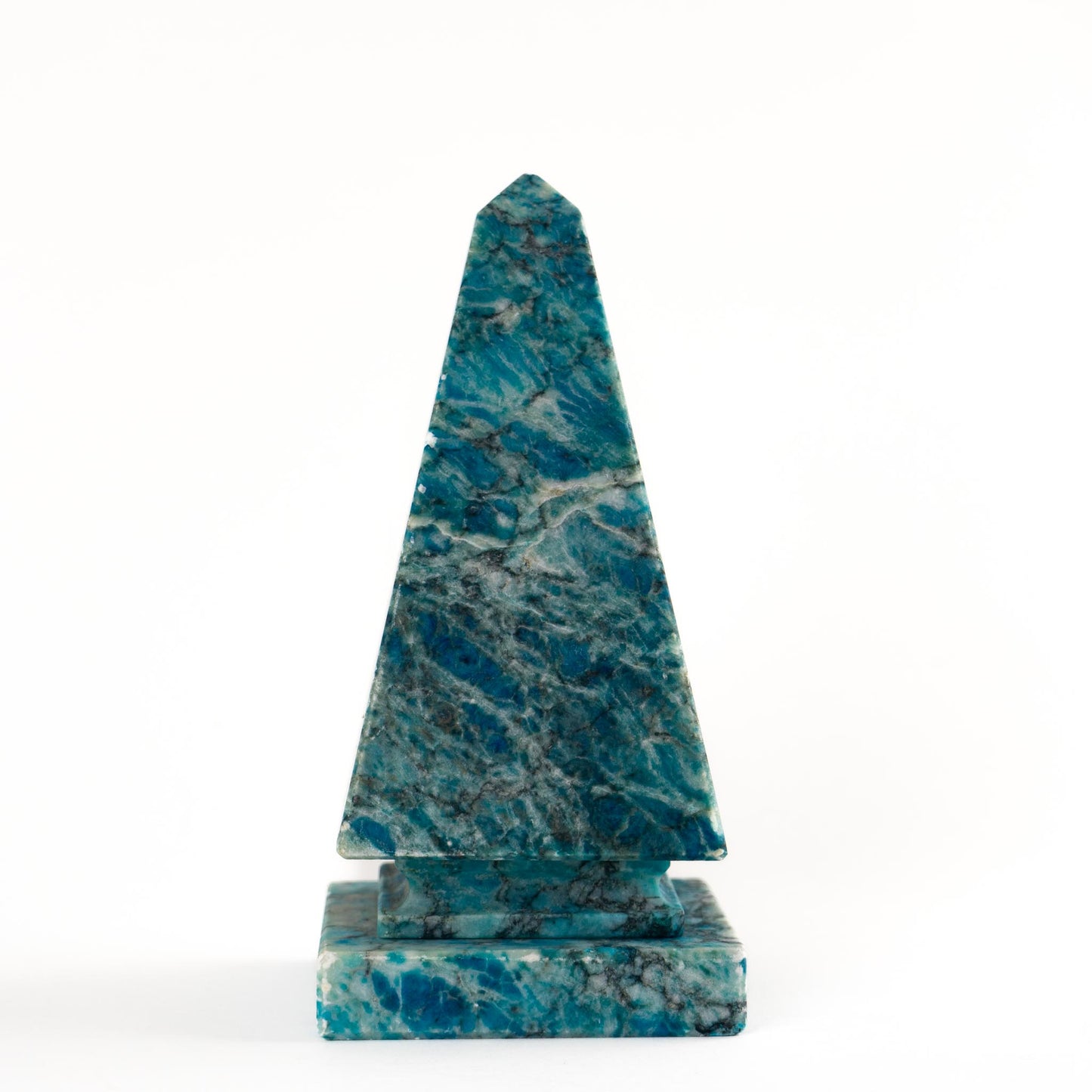 vintage blue alabaster obelisk sculpture
