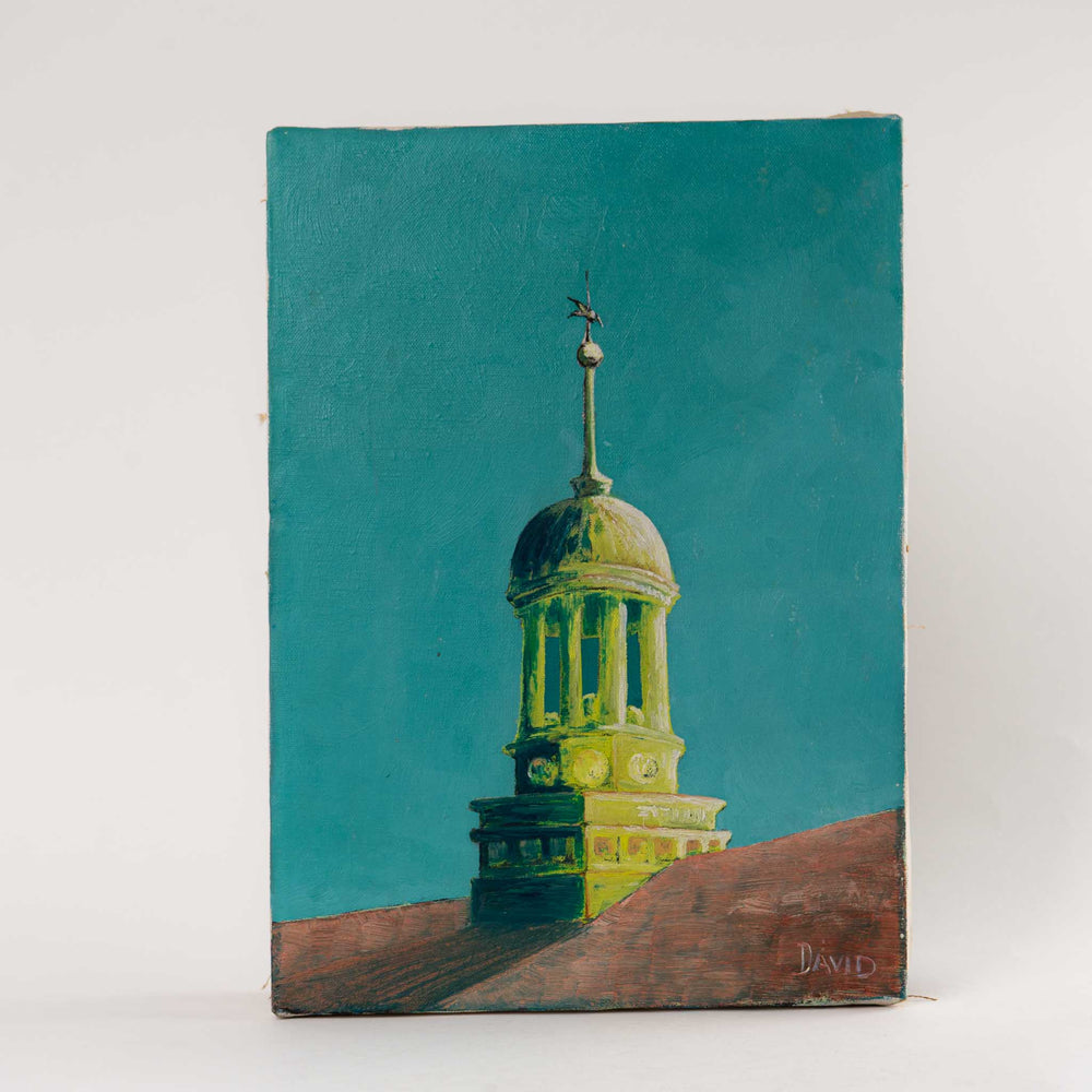 
                  
                    painting depicting the ornate cupola of the historic Central Moravian Church in Northampton County, Pennsylvania
                  
                
