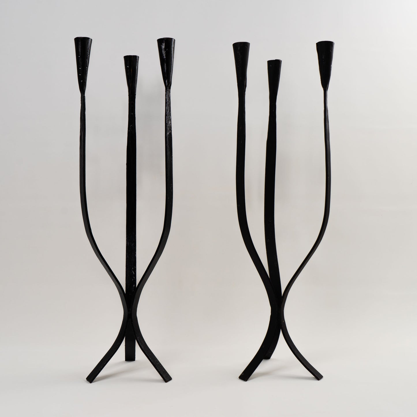 vintage cast iron triple taper candleholders 