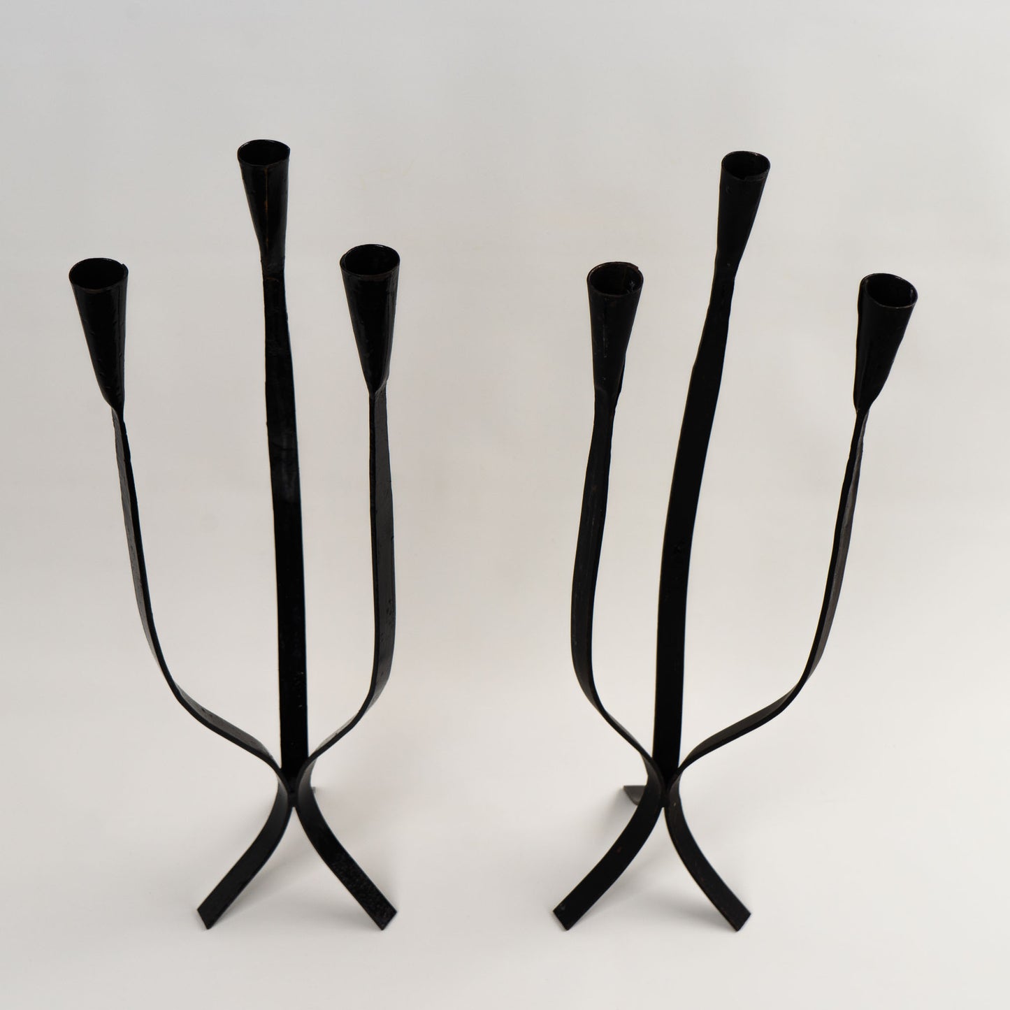 vintage cast iron triple taper candleholders 