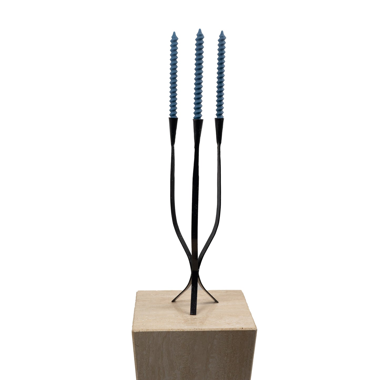 vintage cast iron triple taper candleholders 