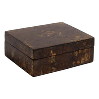 Vintage rectangular brown tessellated coconut shell lidded jewelry box 