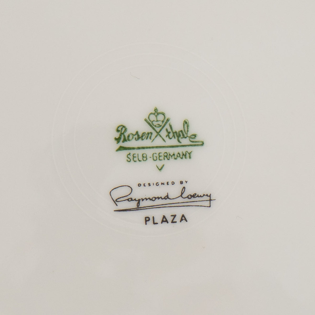 Rosenthal Selb Germany backstamp on the underside of a vintage Plaza salad plate