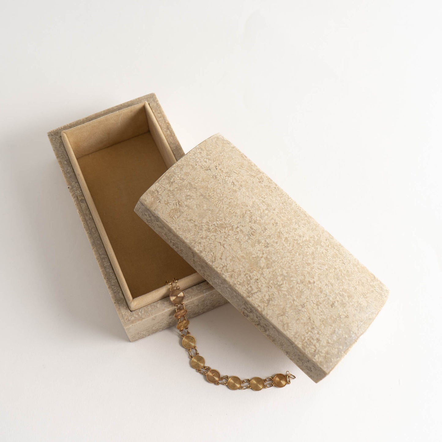 Vintage Stone Treasure Chest Jewelry Box