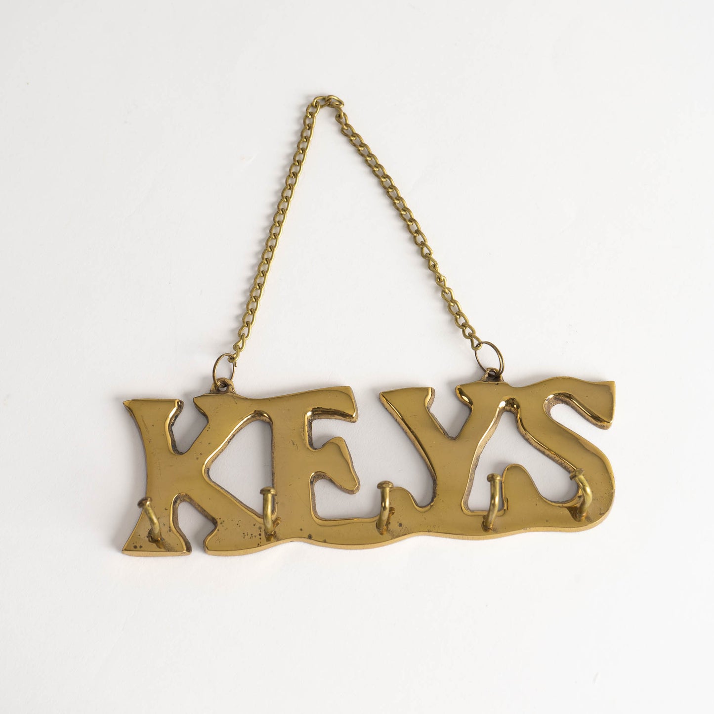 Vintage Brass Wall Key Holder On Chain