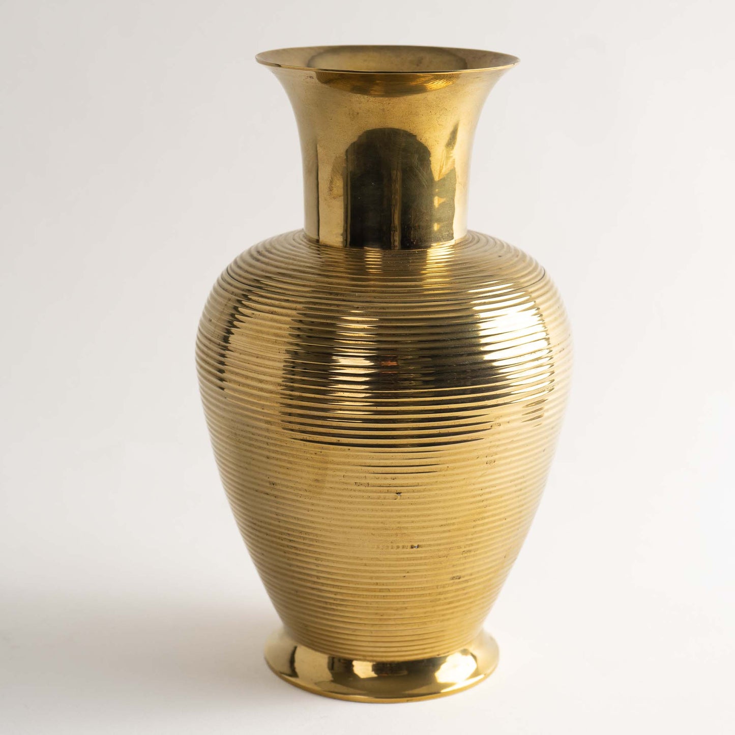Vintage Ribbed Brass Vase