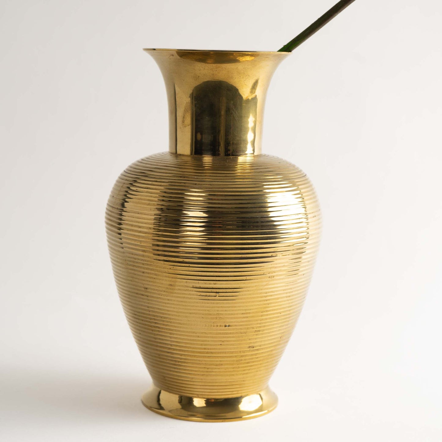 Vintage Ribbed Brass Vase