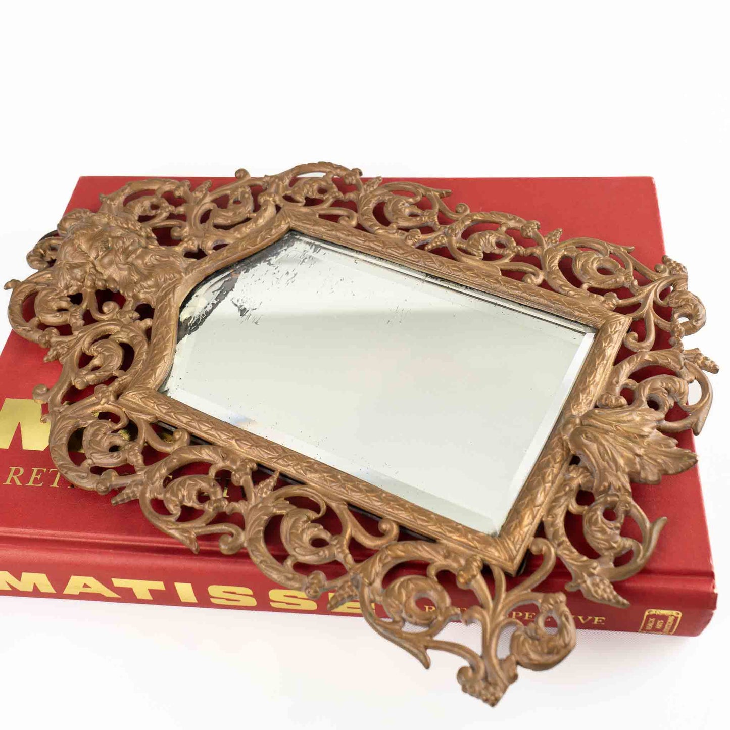 Antique 1890s P.E. Guerin Rococo Brass Wall Mirror