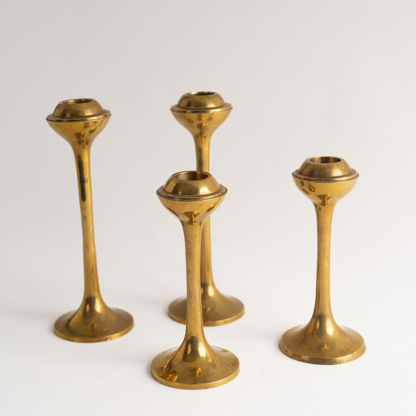 Vintage Brass Half Globe Candlestick Holder Set 