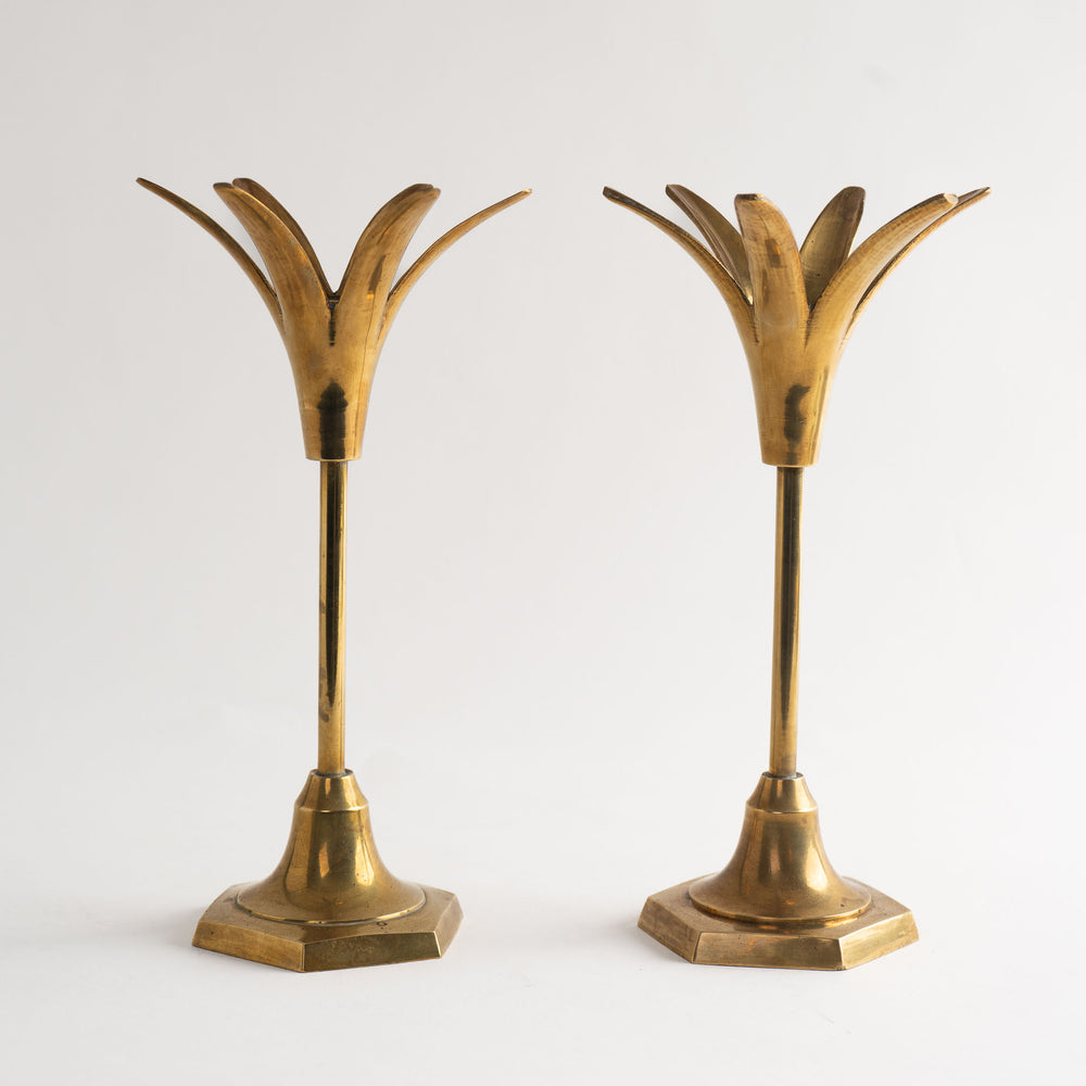 Vintage Brass Pineapple Candlestick Holders - Pair