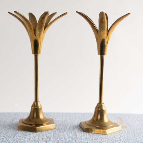 Vintage Brass Pineapple Candlestick Holders - Pair