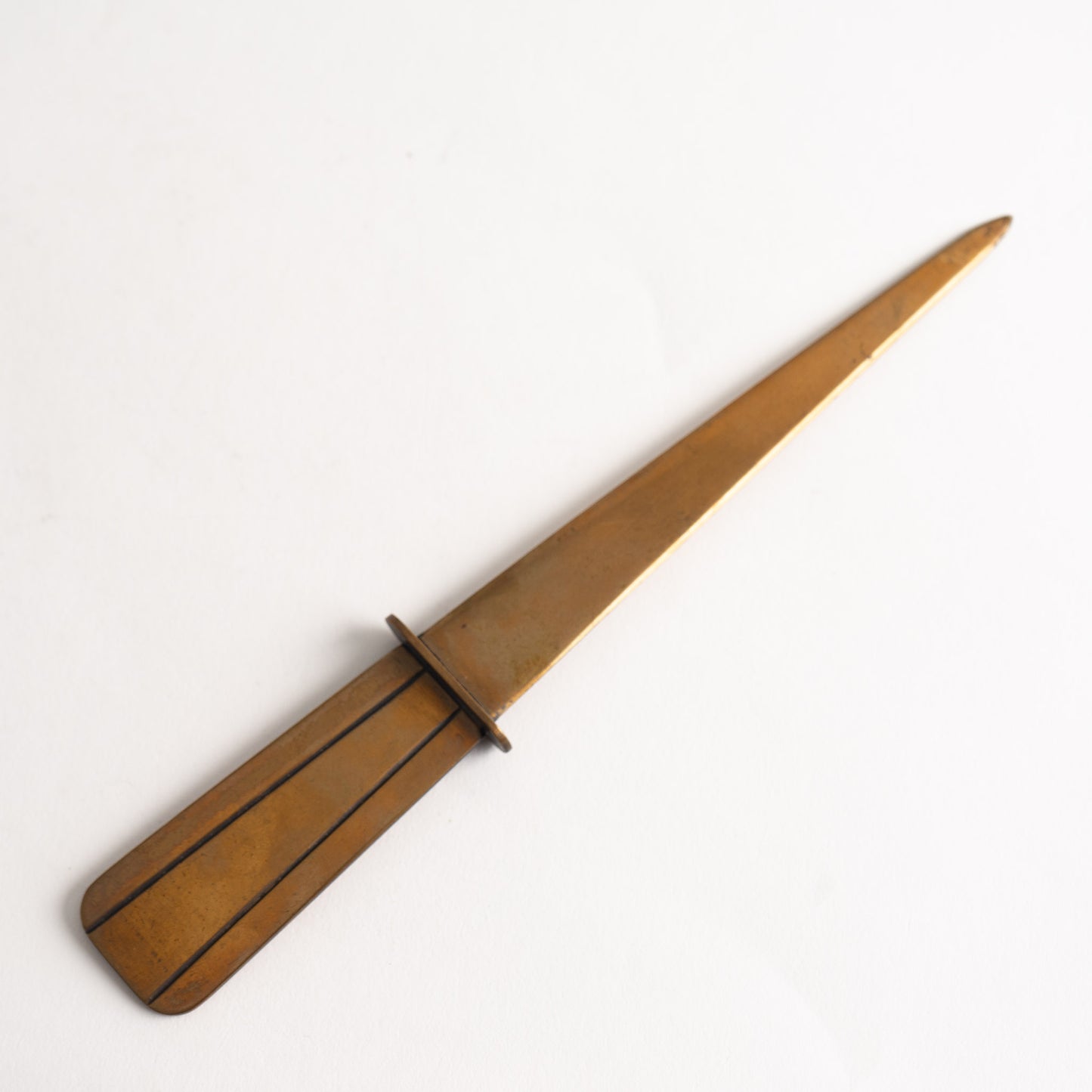 Vintage Brass Letter Opener with Striped Handle - Wick Dipper 