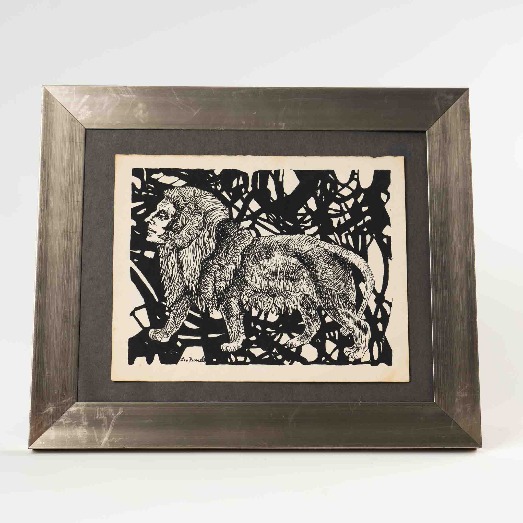 Vintage Leo Russell Astrological Sign Lithograph Art Print 