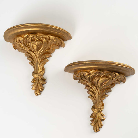 Vintage Gilded Wall Shelves - A Pair