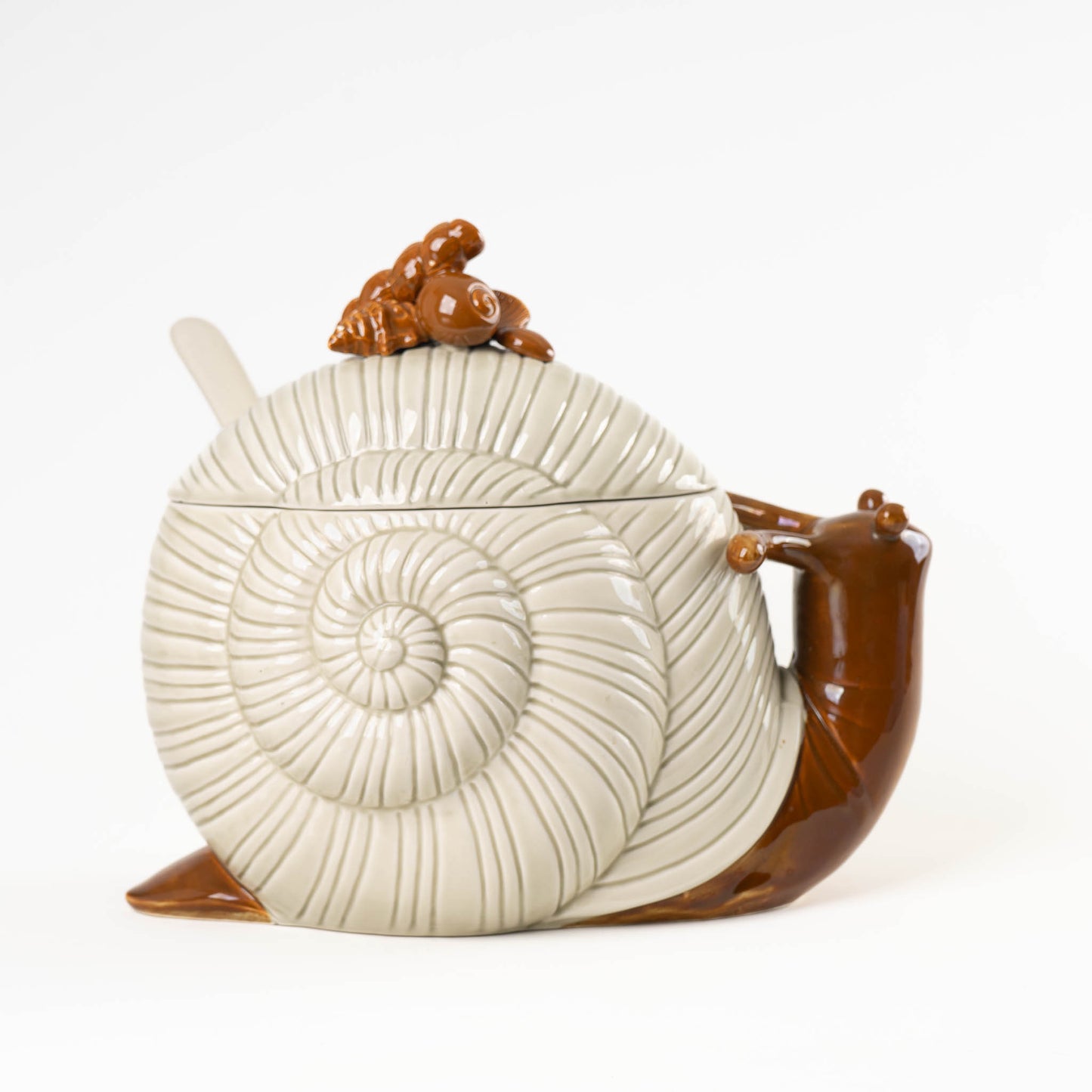 Vintage 1975 Fitz and Floyd Snail Ceramic Tureen with Ladle