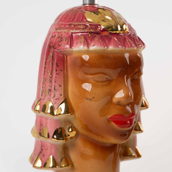 Vintage Pink and Gold Ceramic Goddess Lamp Base