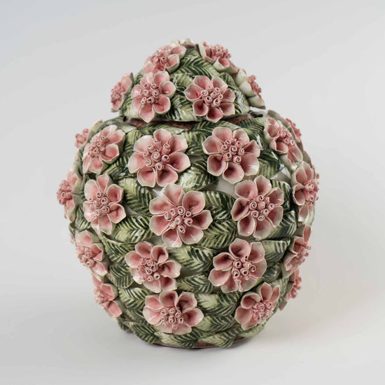 Vintage Handcrafted Ceramic Floral Ginger Jar - Artesania Ceramica de Alcubilla