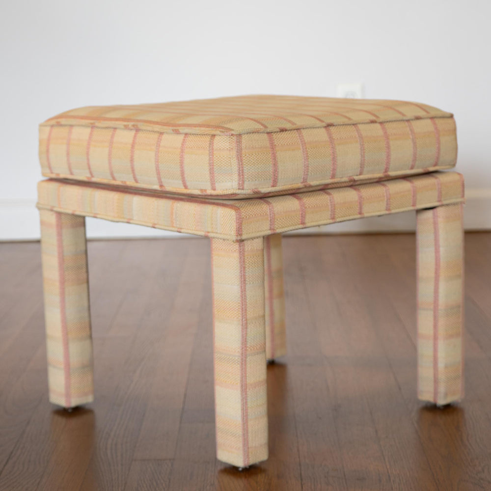 
                      
                        Vintage Mid-Century Parsons Stools - Blush Plaid Upholstery
                      
                    