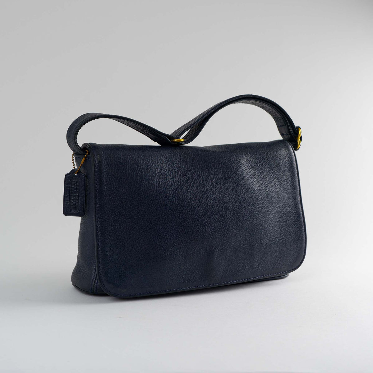 Vintage Coach 4928 Sonoma Navy Blue Pebbled Leather Shoulder Bag 