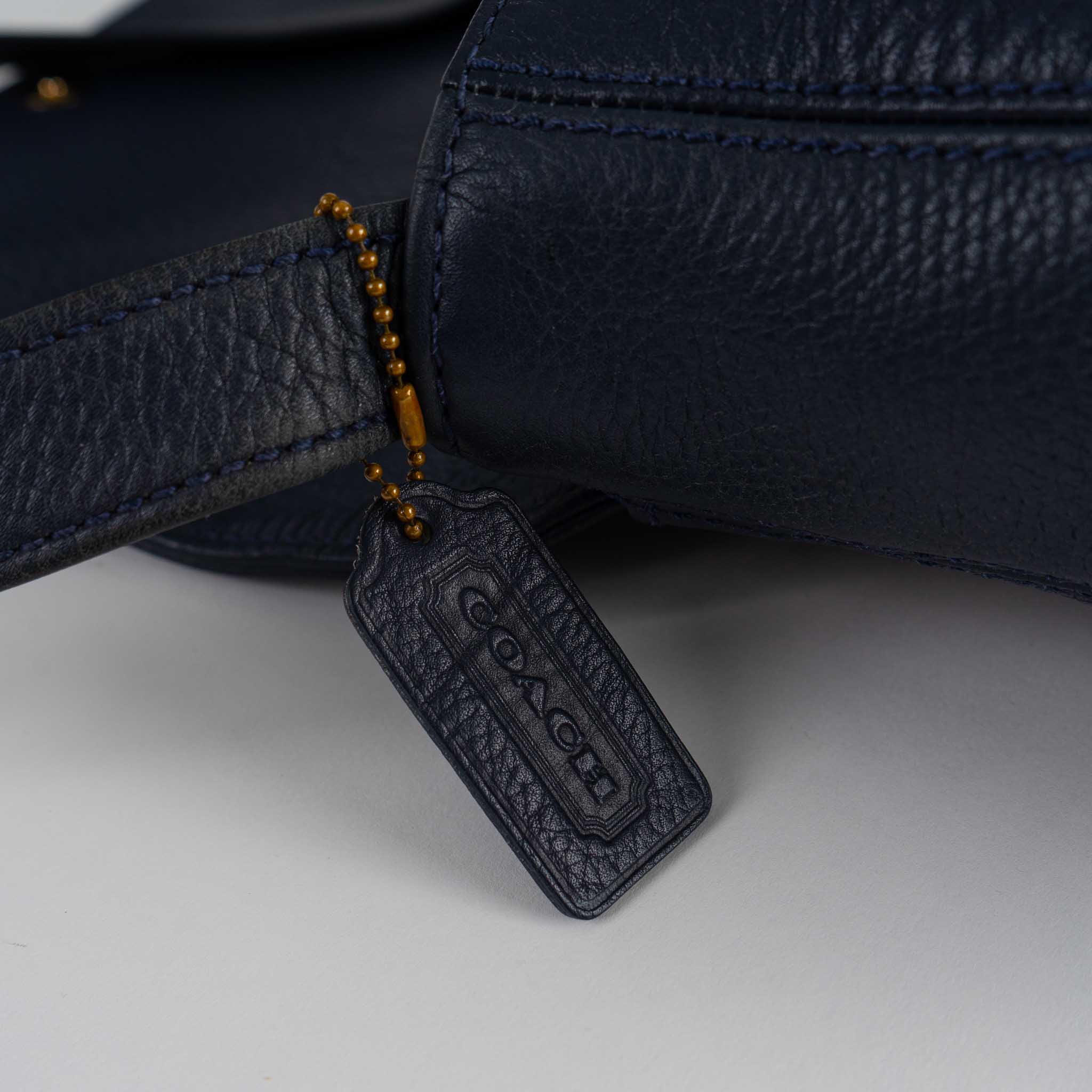 Vintage Coach 4928 Sonoma Navy Blue Pebbled Leather Shoulder Bag