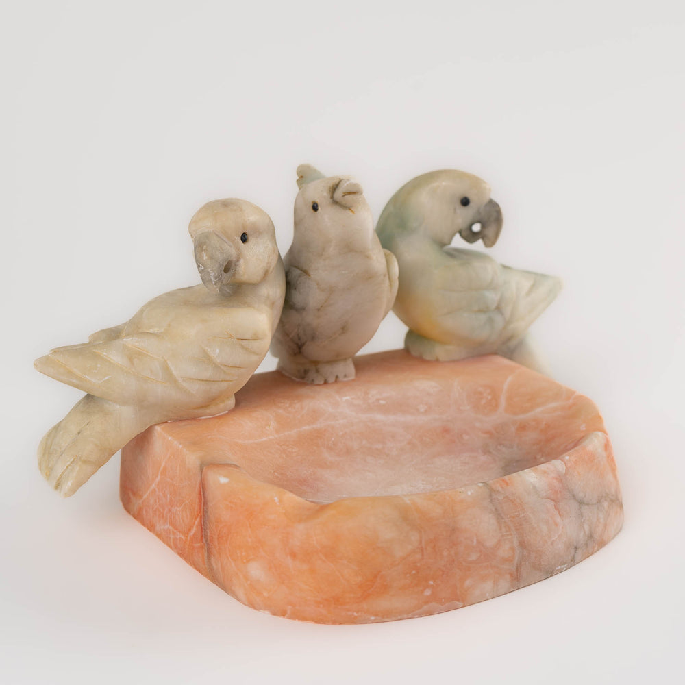 
                      
                        Vintage Italian Carved Alabaster Parrot Catchall Dish - 3 birds
                      
                    