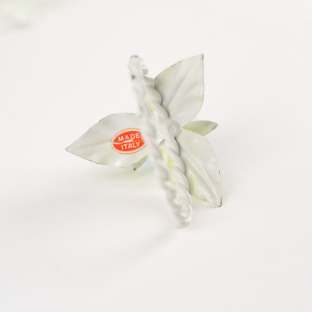
                      
                        Vintage Italian Tole Floral Napkin Ring  Blue and White flowers with green  leaves - Made In Italy
                      
                    