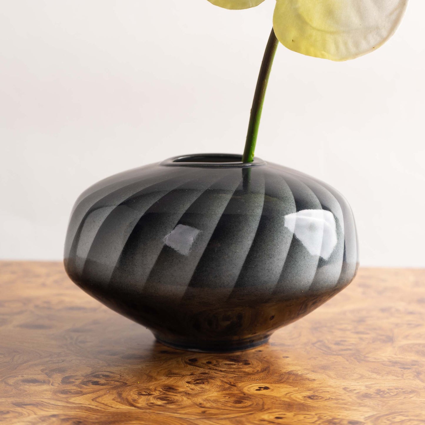 Vintage Grey and Black Abstract Vase - flower pot