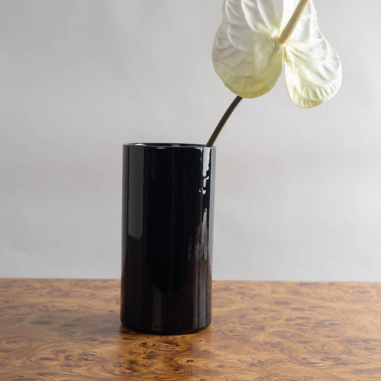 Vintage Haeger Black Ceramic Cylinder Vase