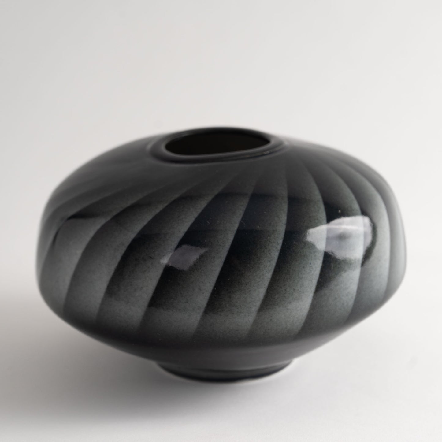 Vintage Grey and Black Abstract Vase - 1981 