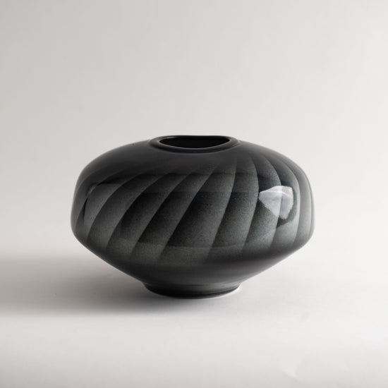 Vintage Grey and Black Abstract Vase 