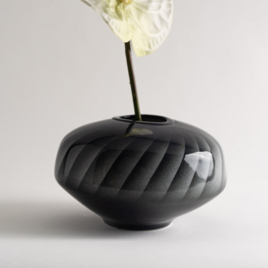 Vintage Grey and Black Abstract Vase - Abstract Stripes 