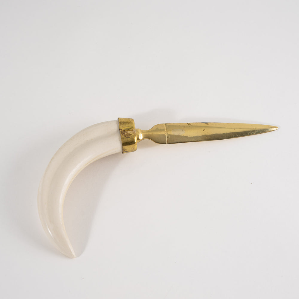 
                      
                        Vintage Faux Horn and Brass Letter Opener - In the style of Tommaso Barbi
                      
                    