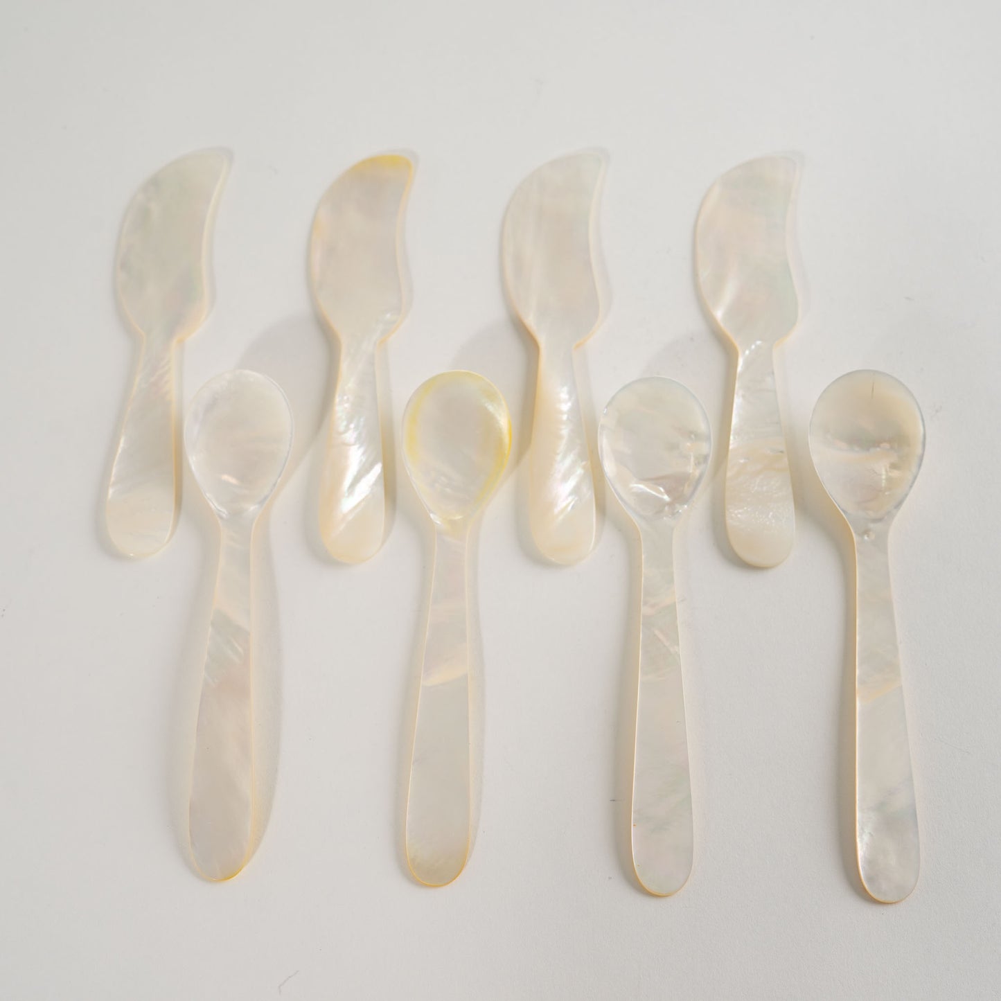 Load image into Gallery viewer, Vintage Mother of Pearl Caviar Spoons and Spreaders - Set of 8

