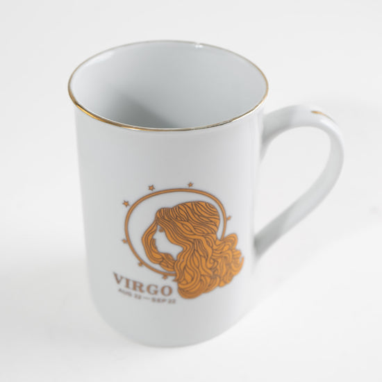 Vintage Virgo Ceramic Mug - gold metallic foil zodiac 