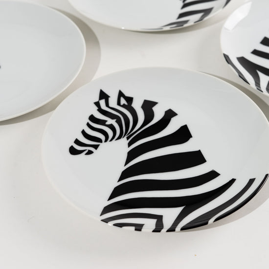 Vingage Fitz and Floyd  Abstract Zebra Plates - Set of 4