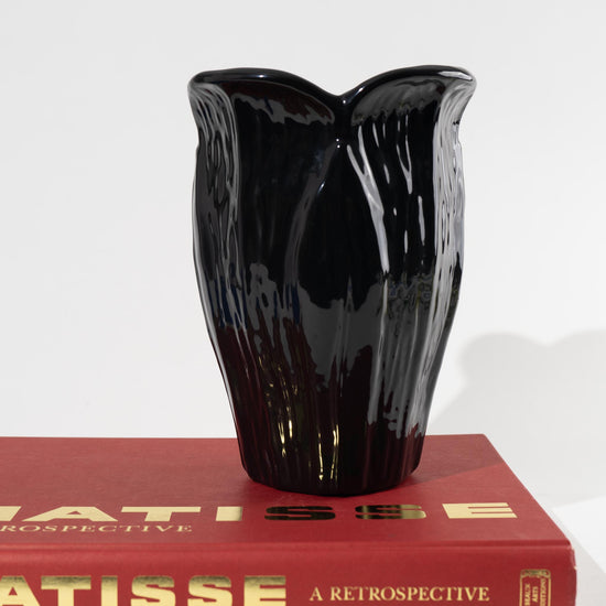 Vintage Ceramic Haeger Flower Vase- Glossy Black